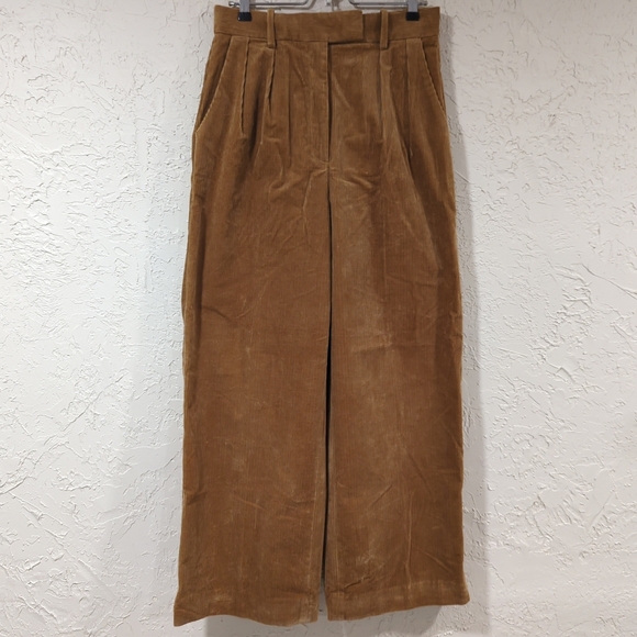 NWT Banana Republic Tan Brown Wide-Leg Corduroy High Rise Pants Women's 8
